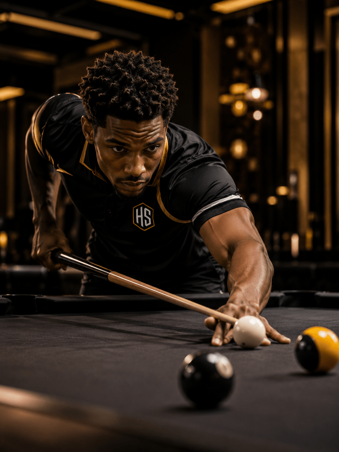 Billiards athlete in Horizon Sports custom uniform