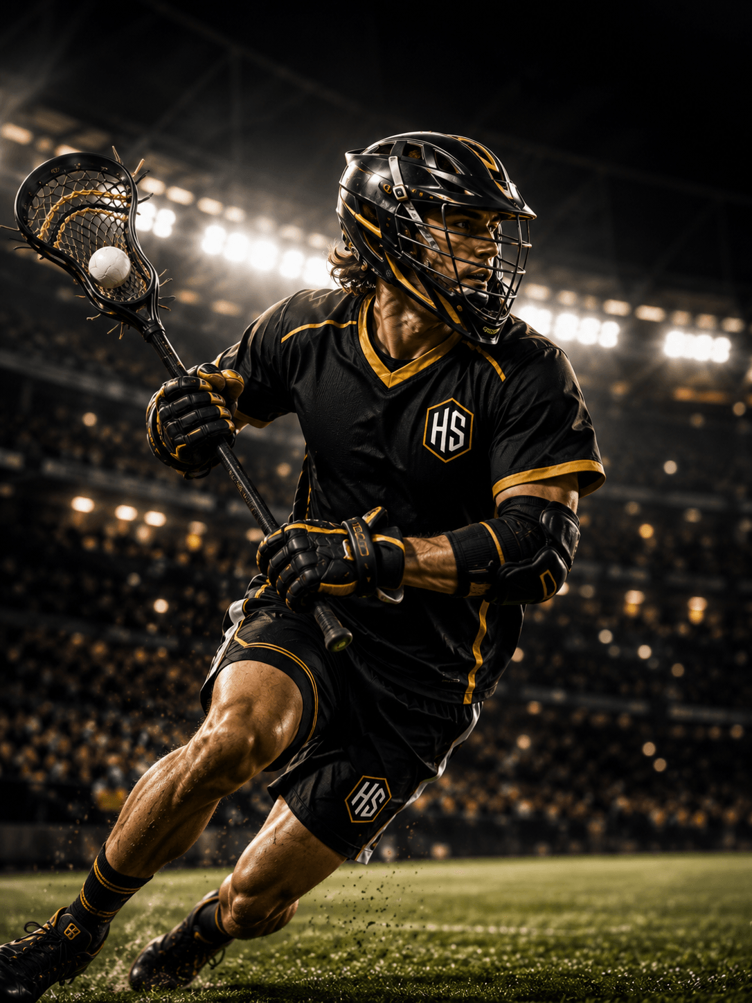 Lacrosse athlete in Horizon Sports custom uniform