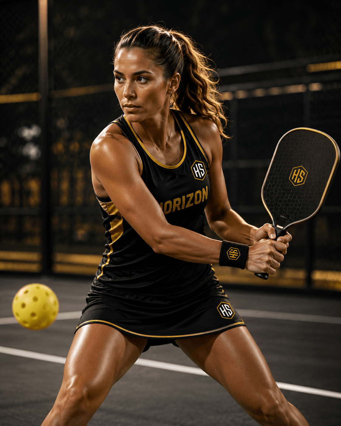 Pickleball athlete in a Horizon Sports custom uniform