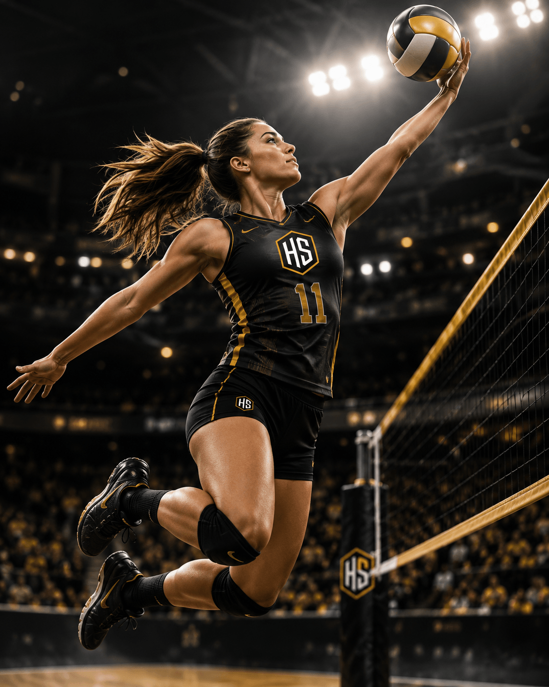 Volleyball athlete in a Horizon Sports custom uniform