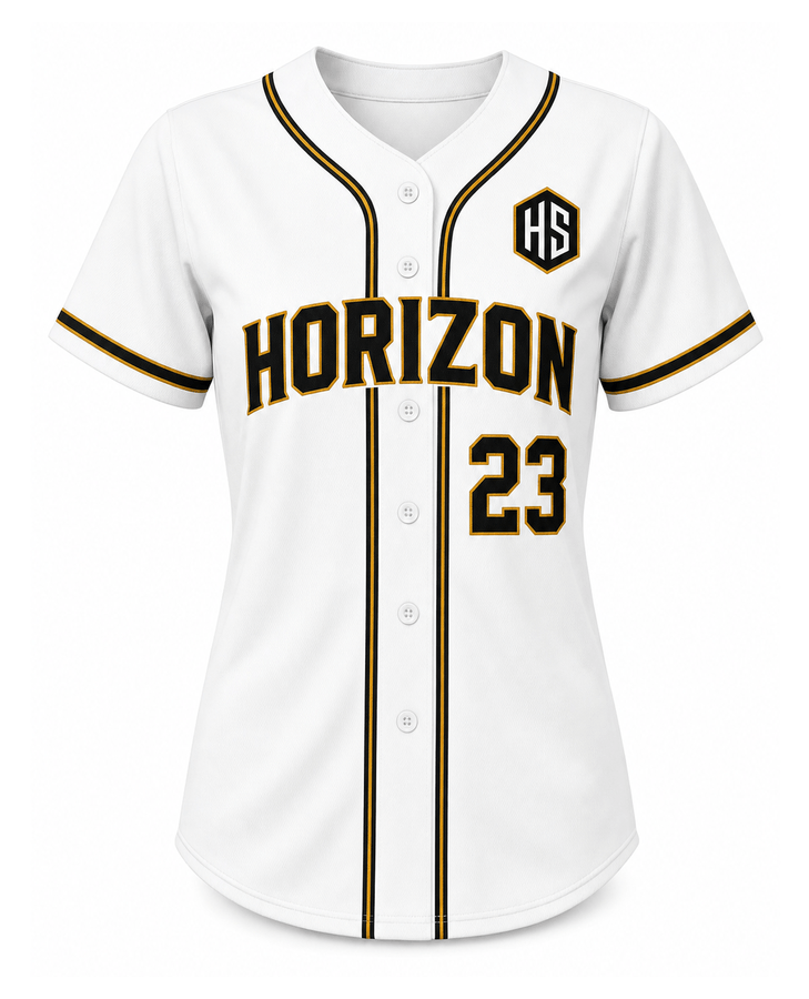 White Baseball Women's Button-Front Jersey